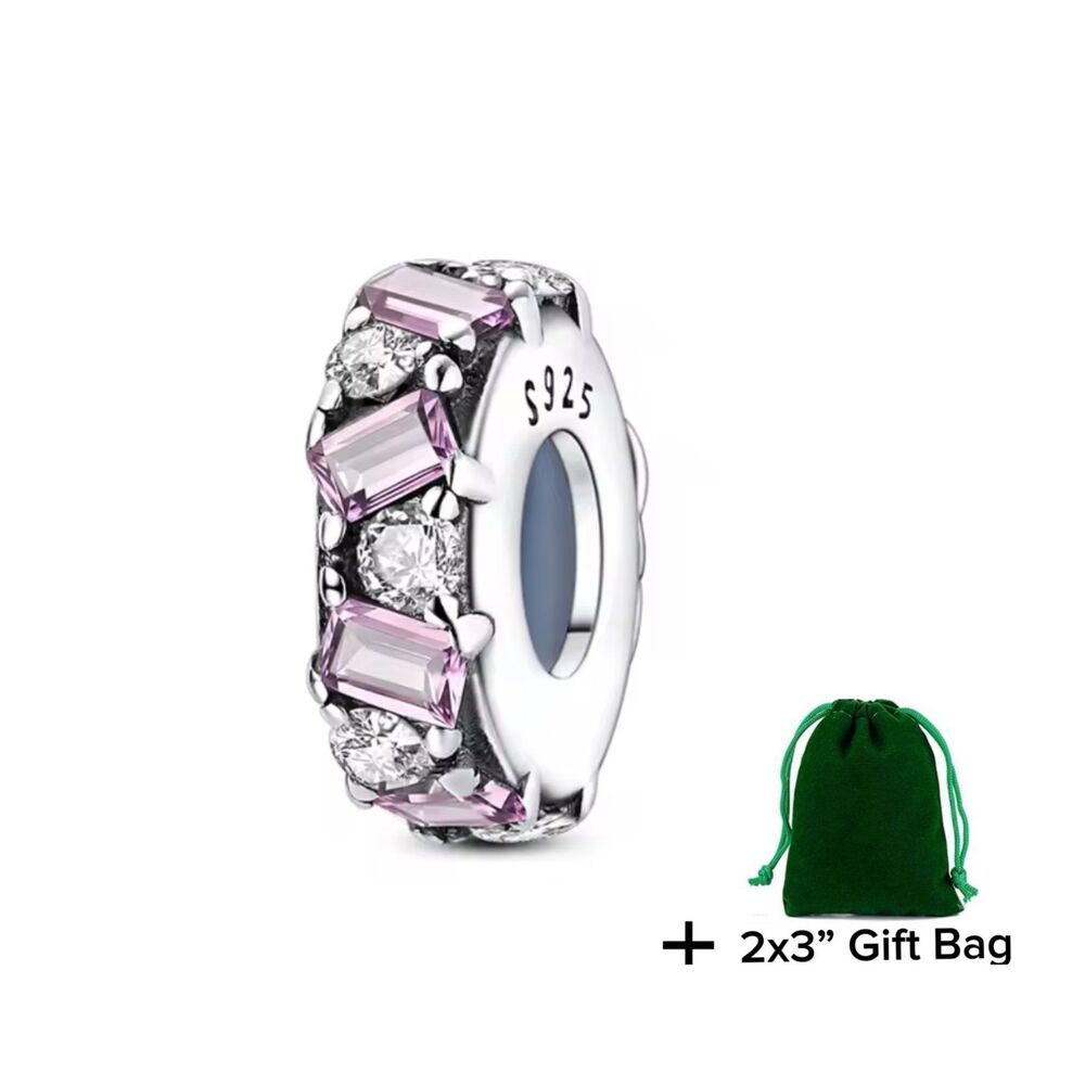 Pink Crystals Charm Bead | 925 Silver | Brand New